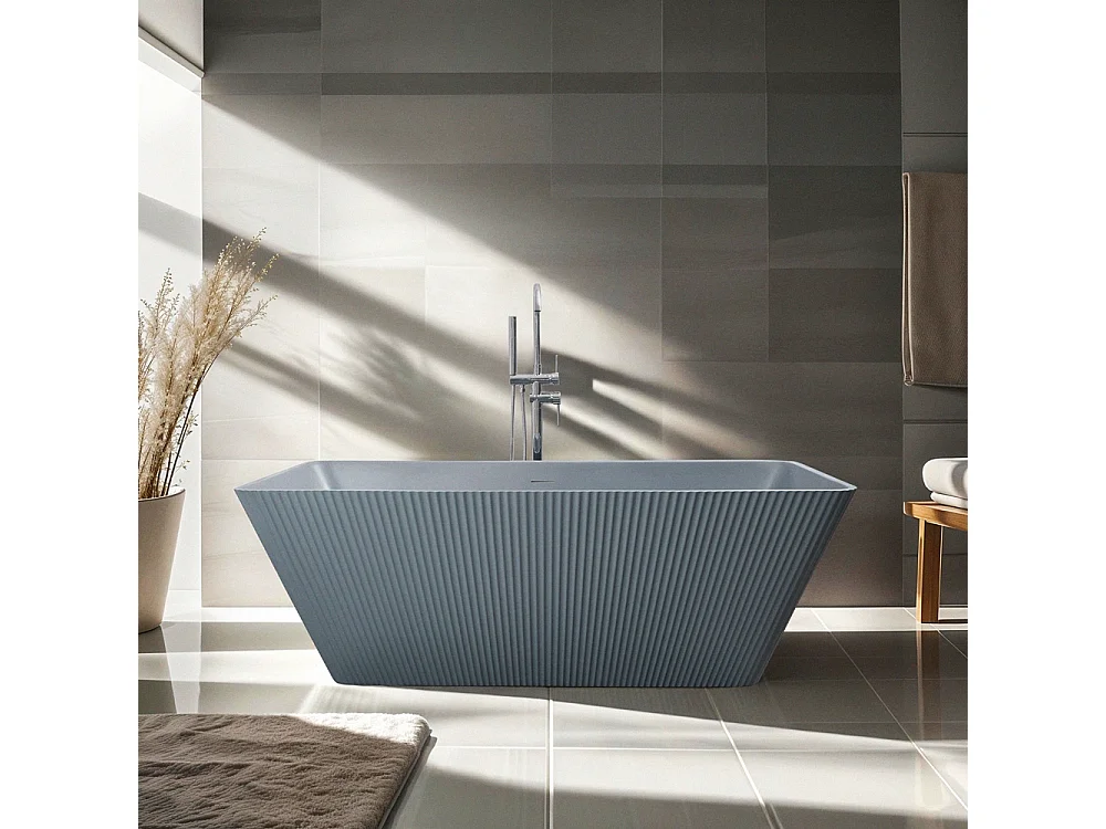 Bañera exenta rectangular de 170x75 cm gris mate Arkoi Moon