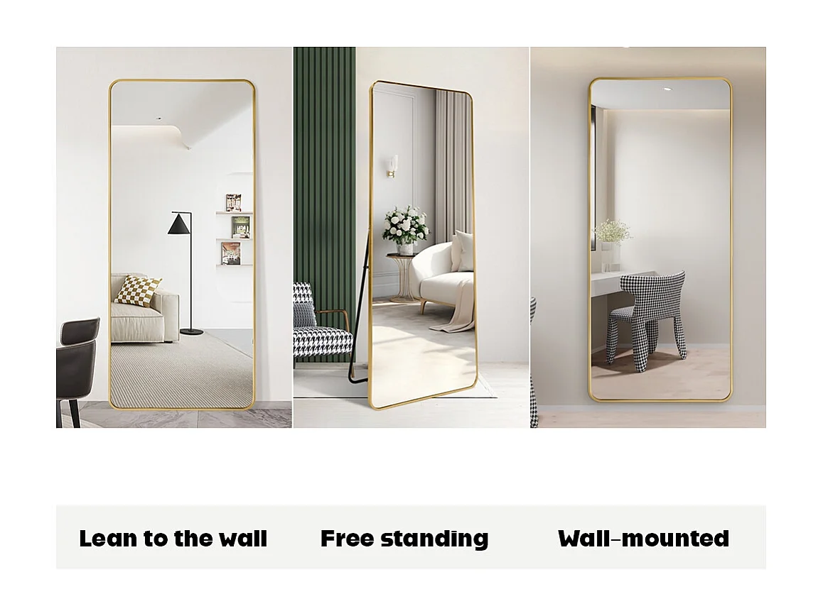 Miroir sur pied ou mural doré 180 cm vertical de design Arsen-G