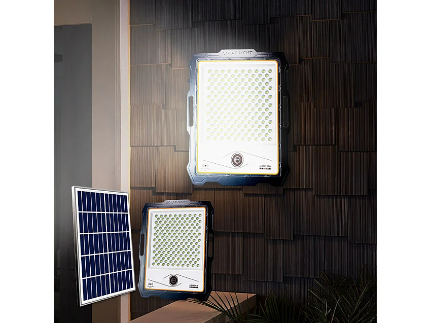 Foco solar LED con cámara wi-fi de 400W, panel solar de 4000 lúmenes Conspicio XL
