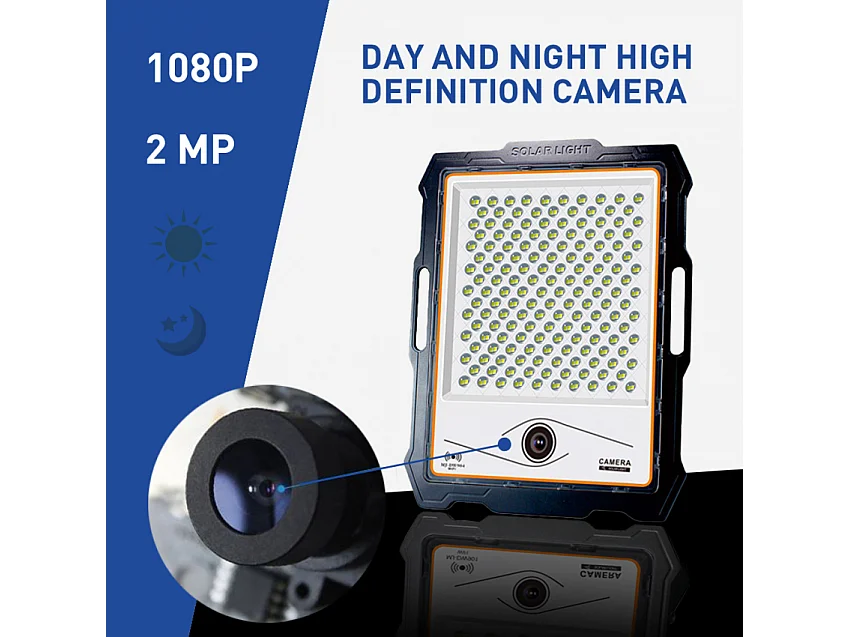 Foco solar LED con cámara wi-fi de 400W, panel solar de 4000 lúmenes Conspicio XL