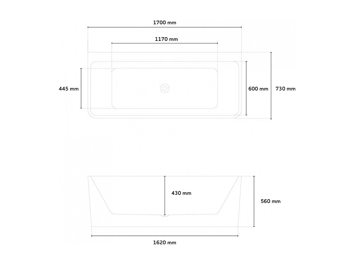 Bañera Rectangular Independiente Exenta Diseño Moderno Icaria