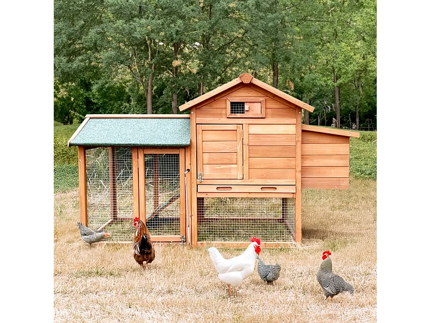 Kleiner erhöhter Gartenhühnerstall Holzgitter Brutraum 152x62x92 Marf