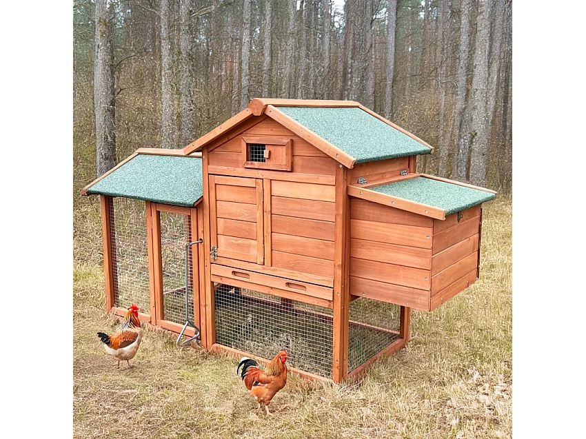 Kleiner erhöhter Gartenhühnerstall Holzgitter Brutraum 152x62x92 Marf