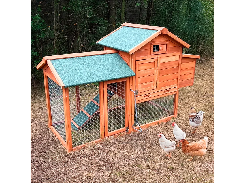 Kleiner erhöhter Gartenhühnerstall Holzgitter Brutraum 152x62x92 Marf