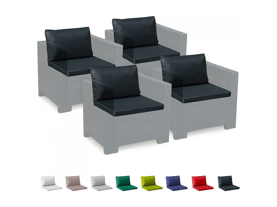 Cuscini ricambio salotto rattan impermeabili Bica Grand Soleil set 4 posti - Nero