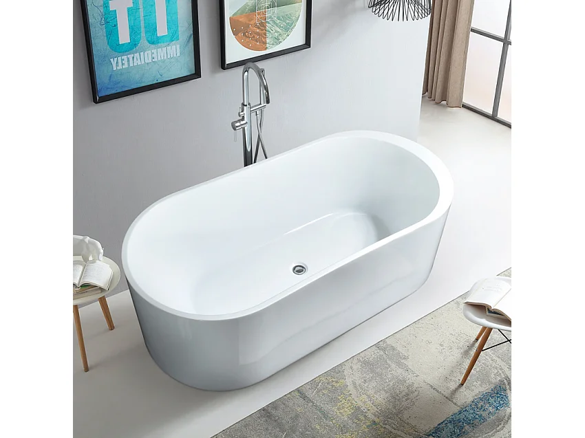 Bañera independiente ovalada fibra de vidrio resina acrílica Phuket