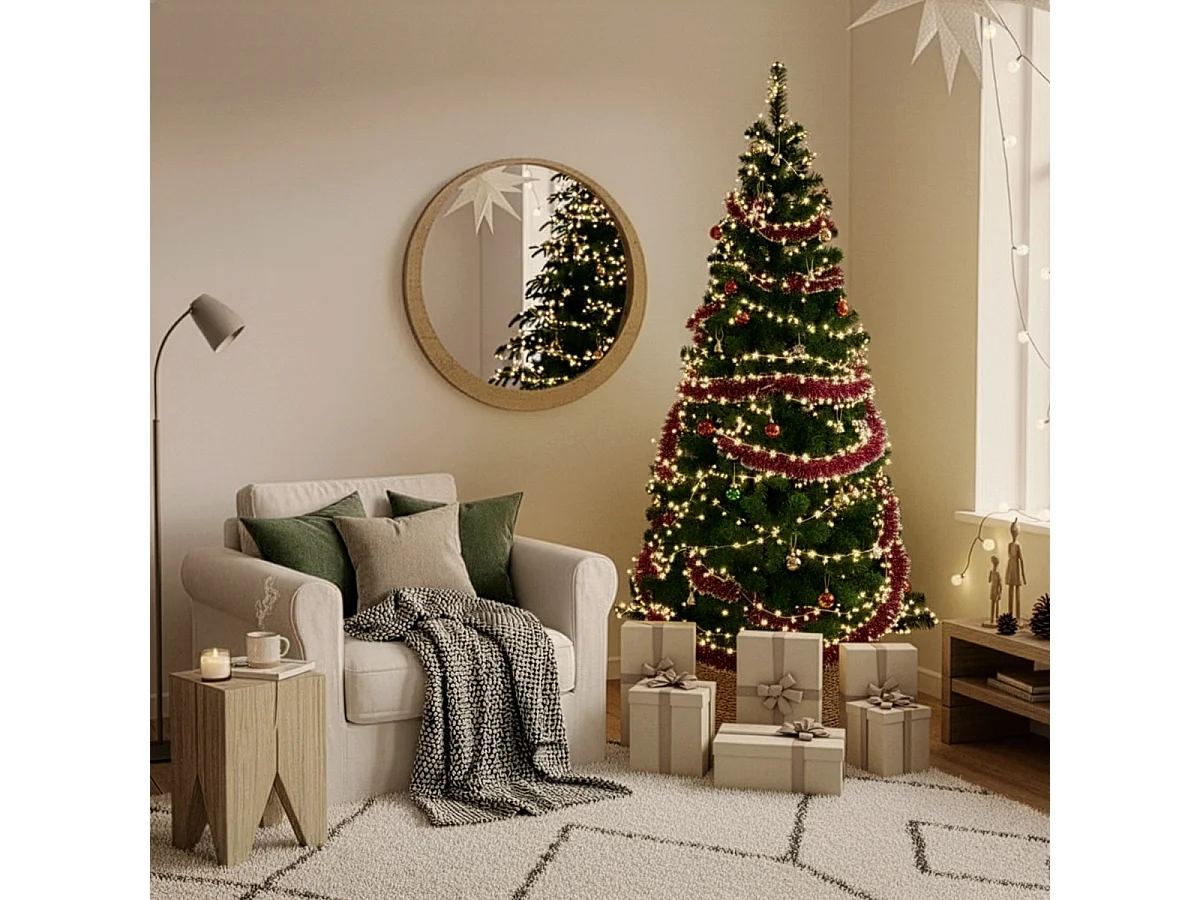 Künstlicher Weihnachtsbaum dicht mit Dekorationen 180 cm Oslo