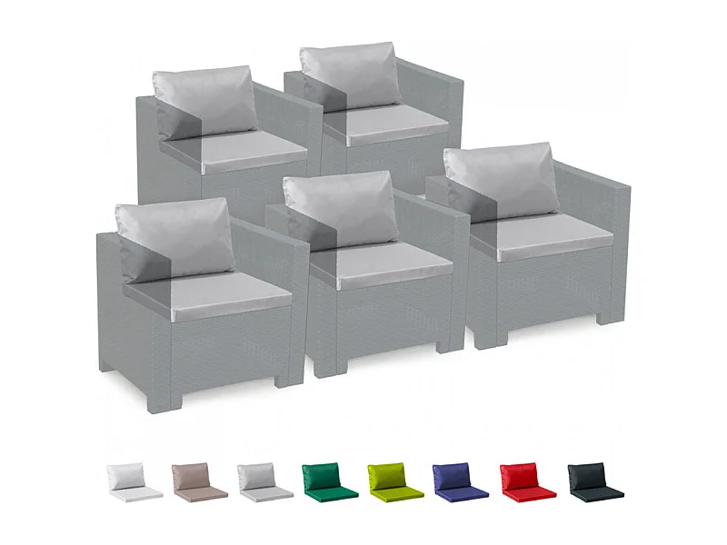 Cojines de repuesto Salón Ratán Impermeables Bica Grand Soleil Conjuntos 5 Plazas - Gris