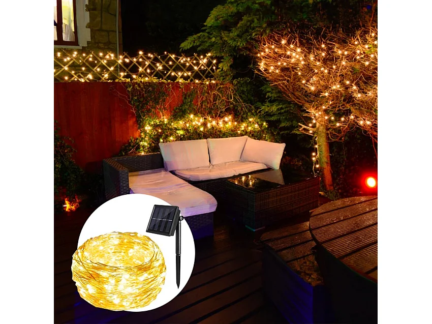Lichterkette Solar 200 LED Weihnachten Garten, Balkon, Party NestX