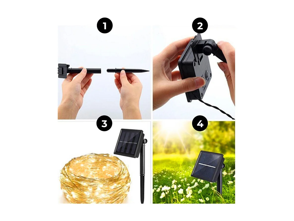 Lichterkette Solar 200 LED Weihnachten Garten, Balkon, Party NestX