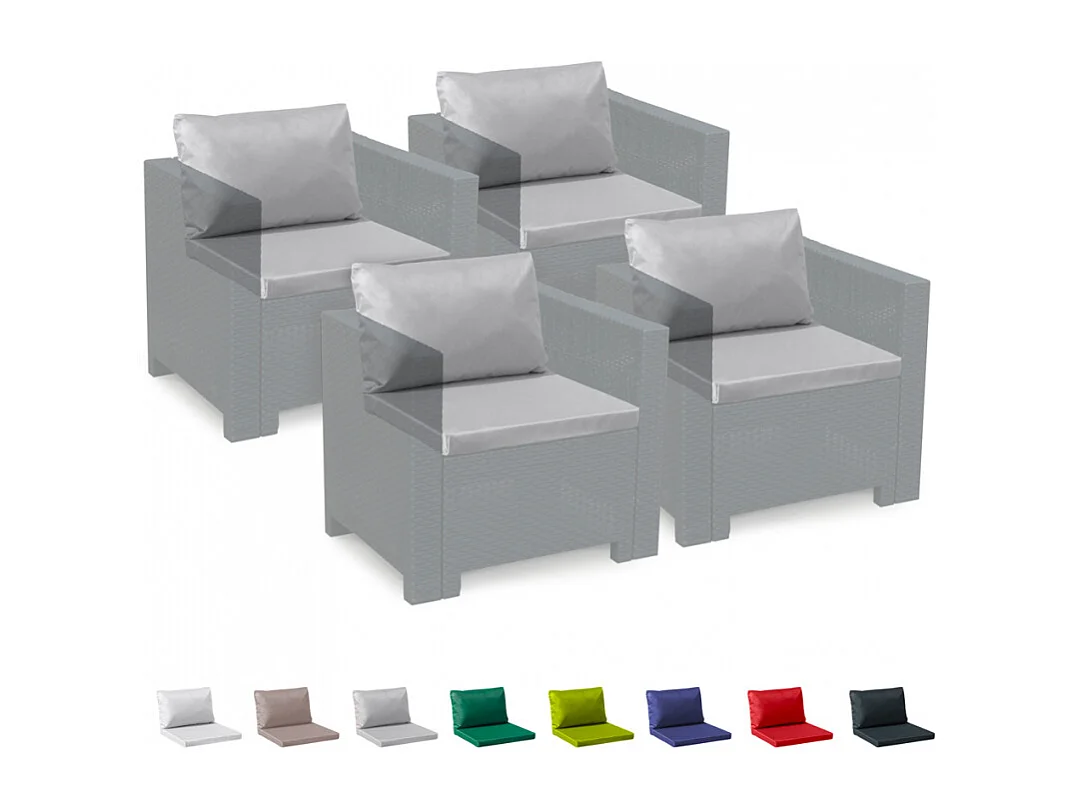 Cojines de repuesto Salón Ratán Impermeables Bica Grand Soleil Conjuntos 4 Plazas - Gris