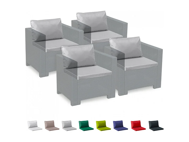 Cojines de repuesto Salón Ratán Impermeables Bica Grand Soleil Conjuntos 4 Plazas - Gris