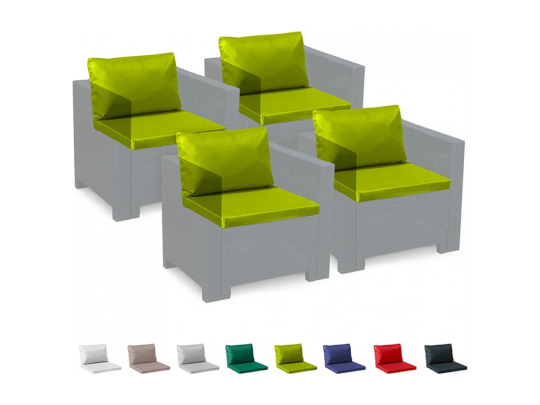 Cojines de repuesto Salón Ratán Impermeables Bica Grand Soleil Conjuntos 4 Plazas - Verde Anís