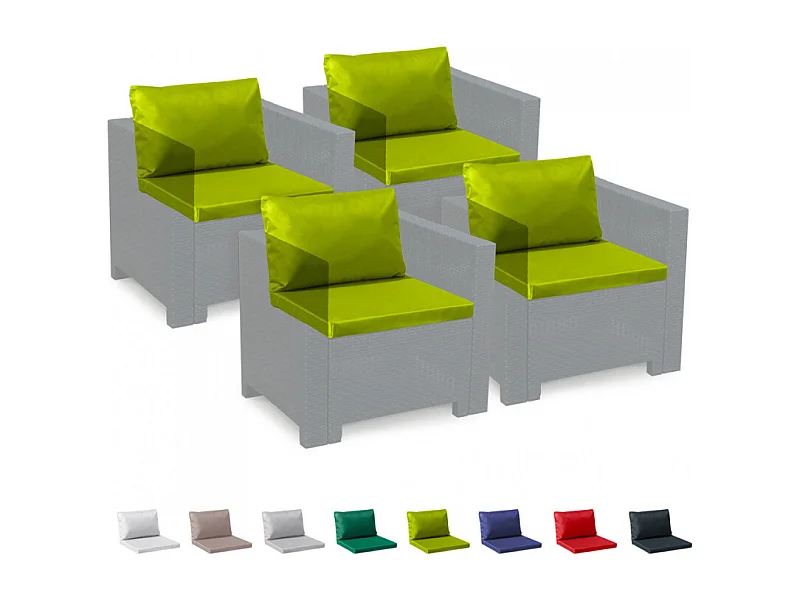 Cojines de repuesto Salón Ratán Impermeables Bica Grand Soleil Conjuntos 4 Plazas - Verde Anís