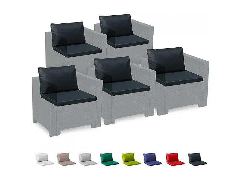 Cuscini ricambio salotto rattan impermeabili Bica Grand Soleil set 5 posti - Nero