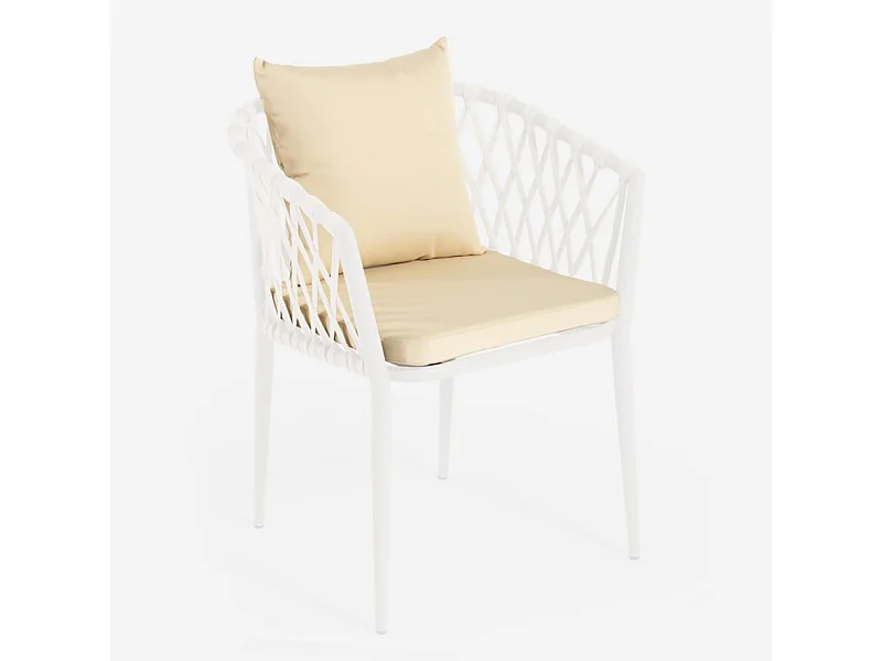 Set 2 cuscini beige per sedie giardino esterno 46x46 h35cm Verve