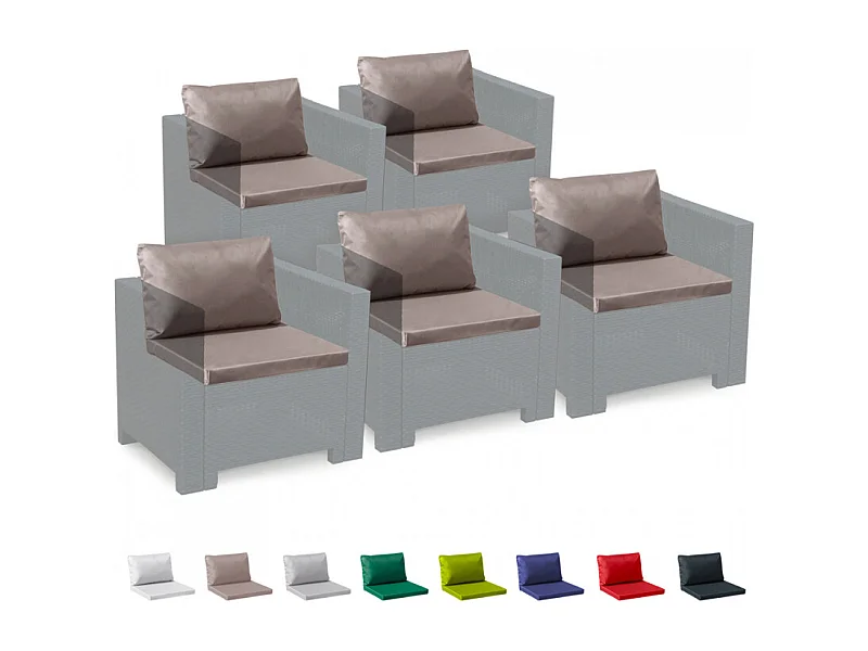 Cuscini ricambio salotto rattan impermeabili Bica Grand Soleil set 5 posti - Marrone