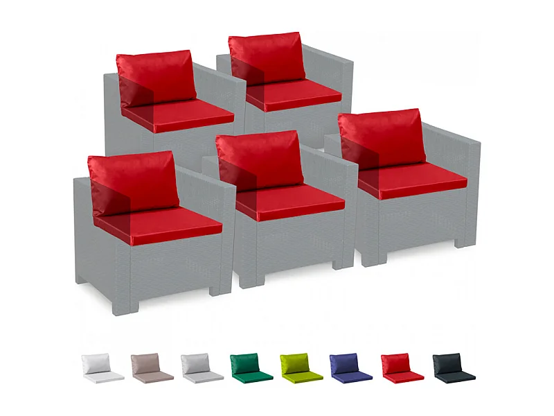 Cuscini ricambio salotto rattan impermeabili Bica Grand Soleil set 5 posti - Rosso