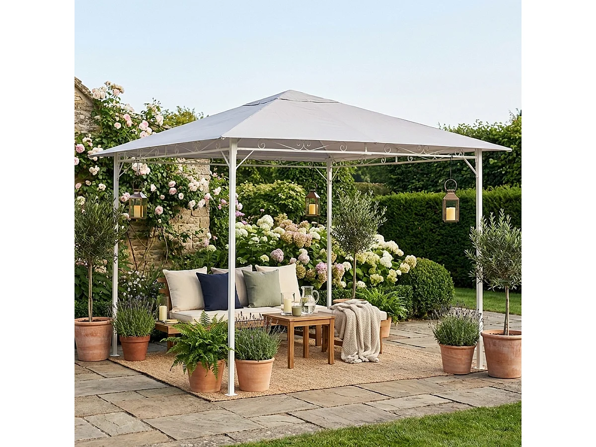 Pavillon 3x3 Meter Garten Stahl winddicht Style UV - Weiß