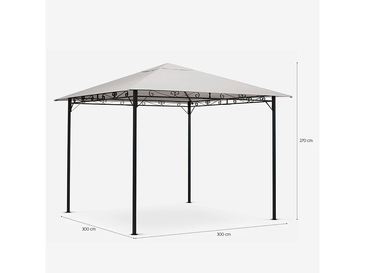 Gazebo 3x3 metri giardino acciaio antivento Style uv - Bianco