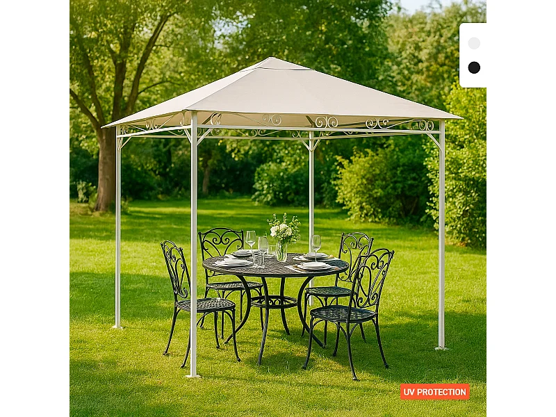 Pavillon 3x3 Meter Garten Stahl winddicht Style UV - Weiß