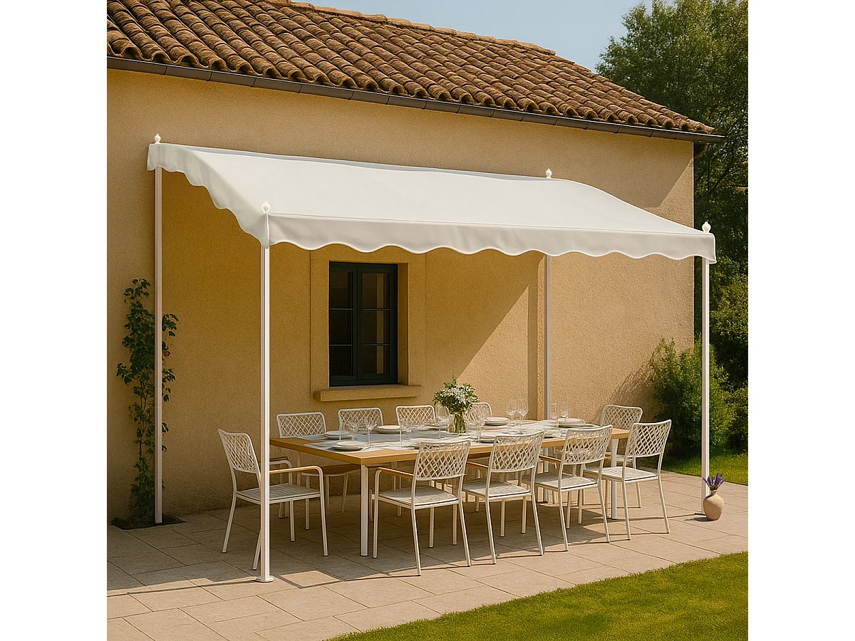 Pavillon 3x2 Meter Garten Stahl Café Hotel Pergola - Weiß