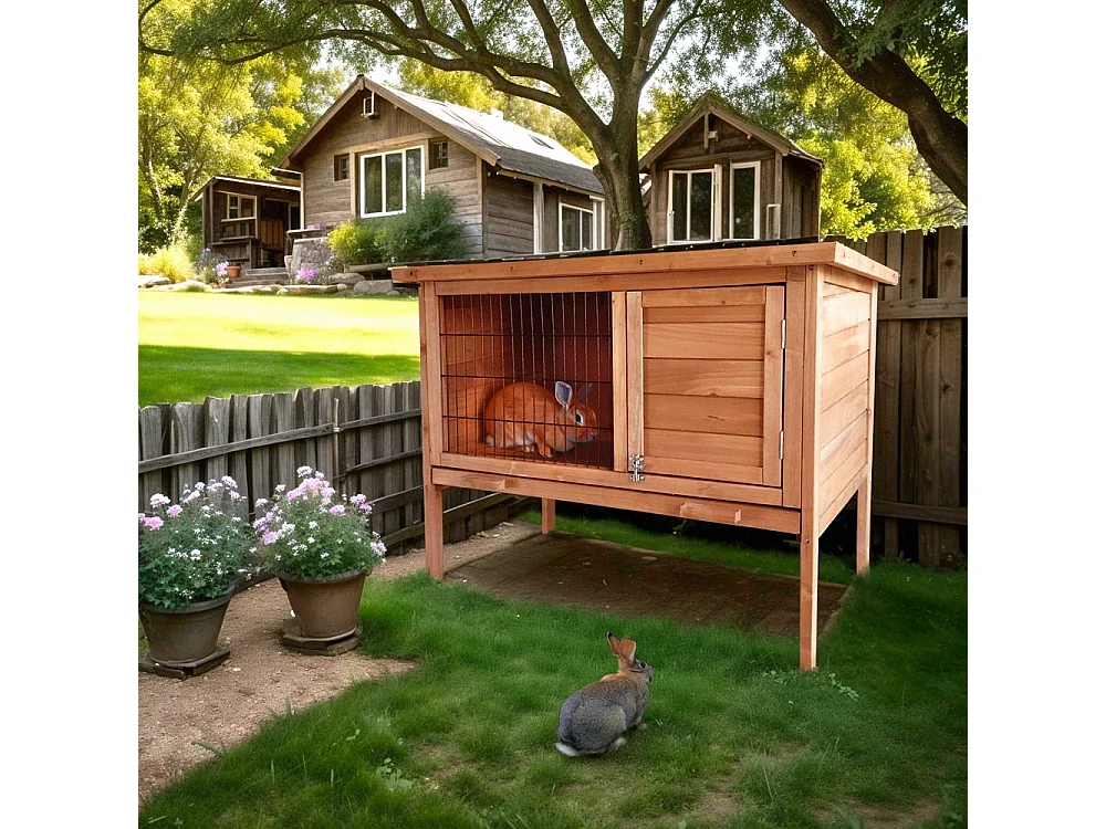Kaninchenstall aus Holz für draußen Carrot