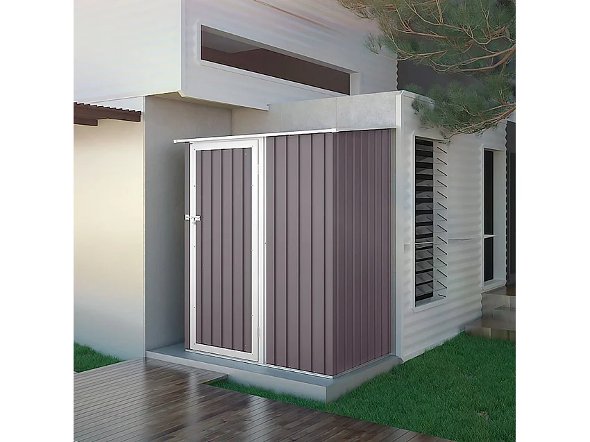 Abri de jardin en tôle galvanisée cabanon gris pour outils Amalfi 143X89x186cm