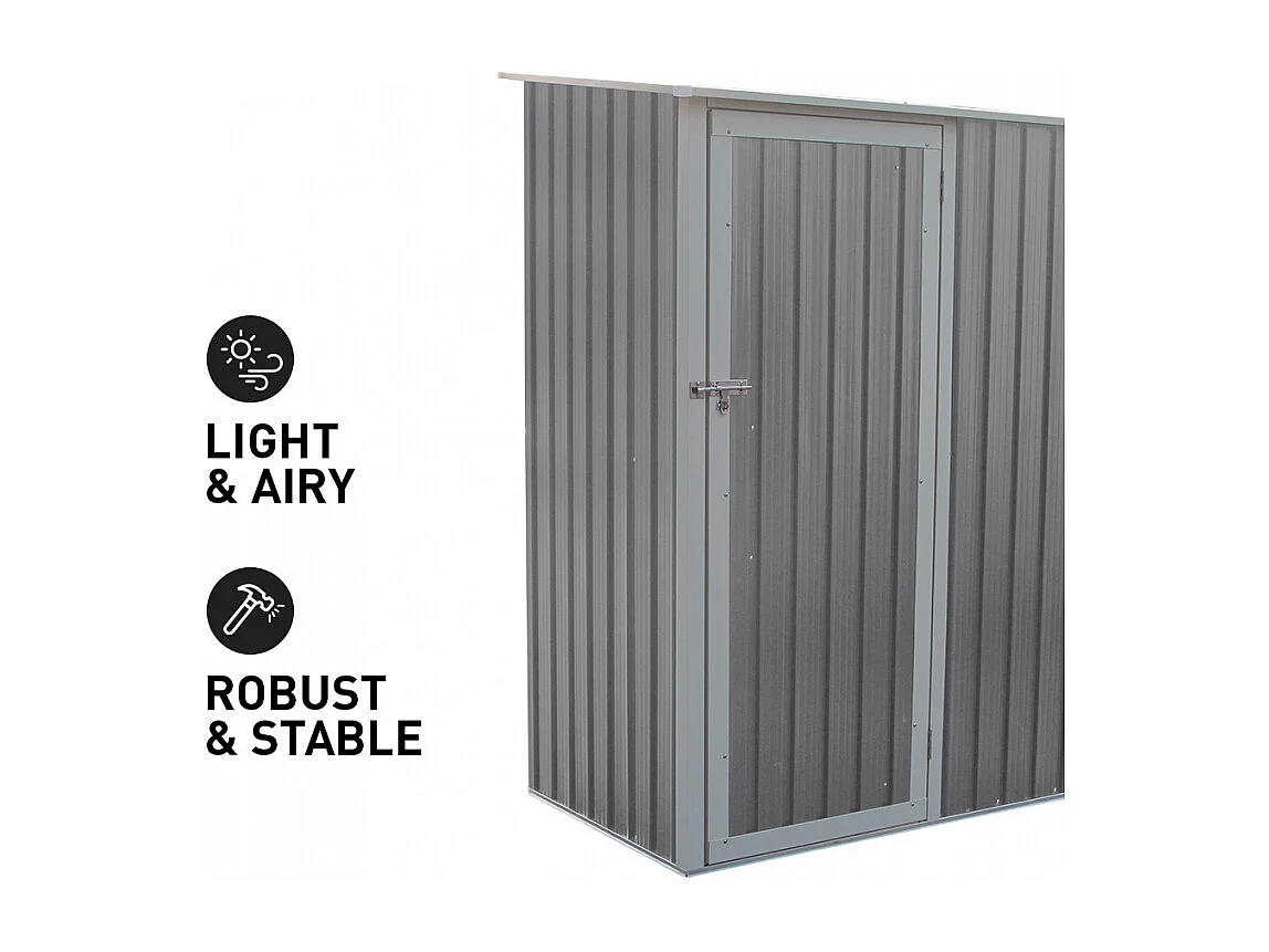 Abri de jardin en tôle galvanisée cabanon gris pour outils Amalfi 143X89x186cm