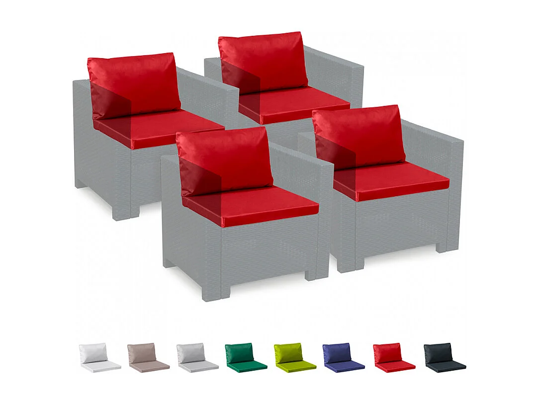Cuscini ricambio salotto rattan impermeabili Bica Grand Soleil set 4 posti - Rosso