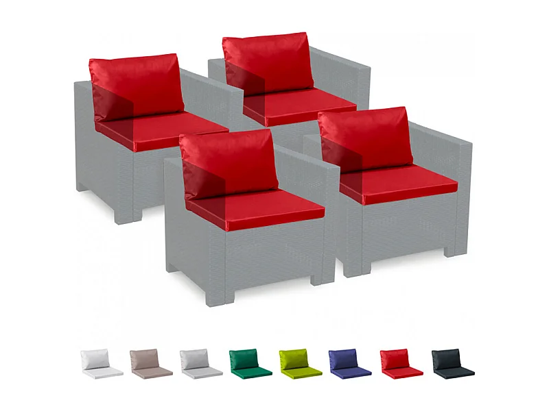 Cuscini ricambio salotto rattan impermeabili Bica Grand Soleil set 4 posti - Rosso
