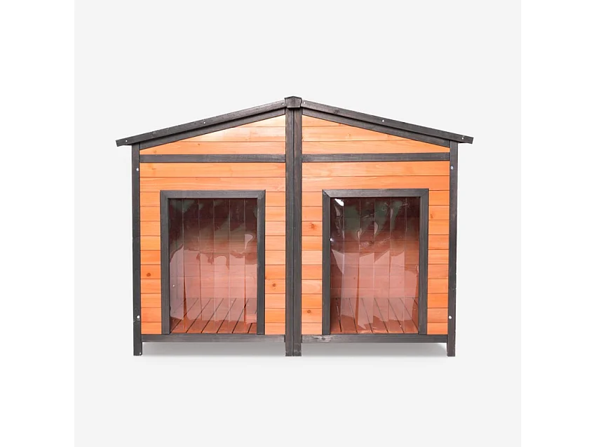 Caseta de madera exterior para perros de tamaño mediano 150x79x110 cm con doble entrada Oscar