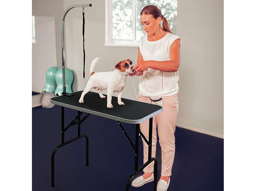 Mesa de aseo y corte para perros y animales plegable con correa Mastiff - Negro