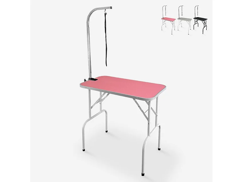 Mesa de aseo y corte para perros y animales plegable con correa Mastiff - Rosa