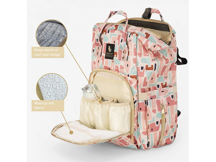 Zaino mamma borsa multifunzione cambio neonato tasche porta biberon Ready