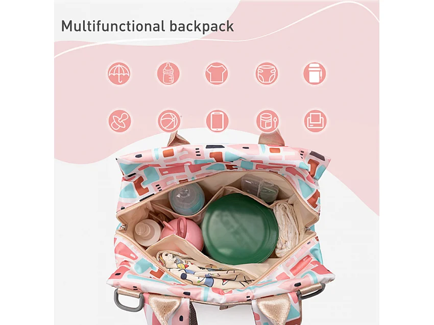 Zaino mamma borsa multifunzione cambio neonato tasche porta biberon Ready