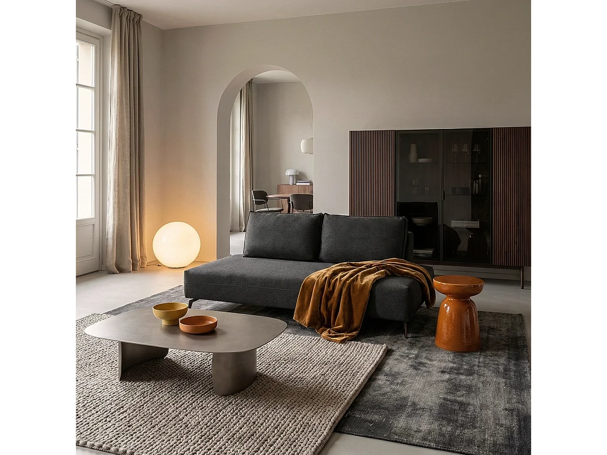 Sofá modular de 2 plazas desenfundable Made in Italy Campiglio D200 - Negro