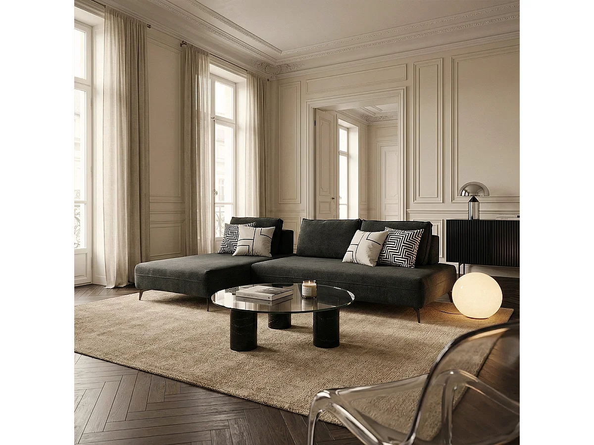 Sofá modular 3 plazas desenfundable repelente al agua Campiglio B - Negro