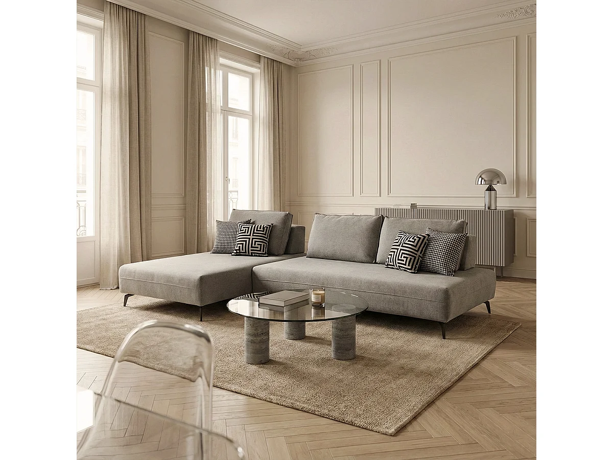 Modulares 3-Sitzer-Sofa, abnehmbarer wasserabweisender Bezug, Campiglio B - Silver