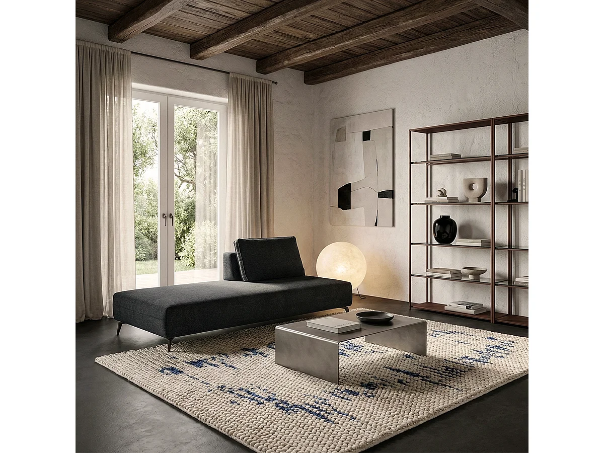 Sofá modular con chaise longue y cojín Made in Italy Campiglio E180 - Negro