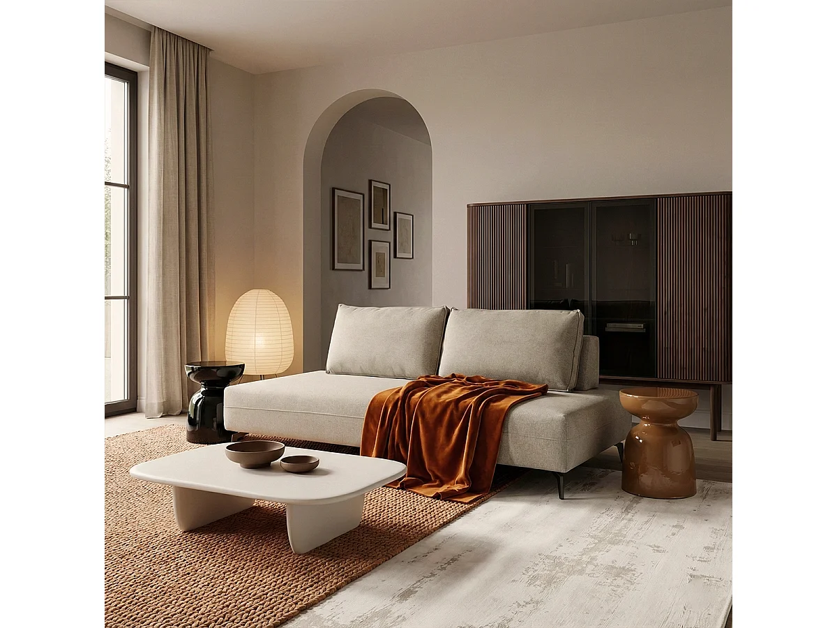 Sofá modular de 2 plazas con cojines diseño Made in Italy Campiglio D180 - Beige