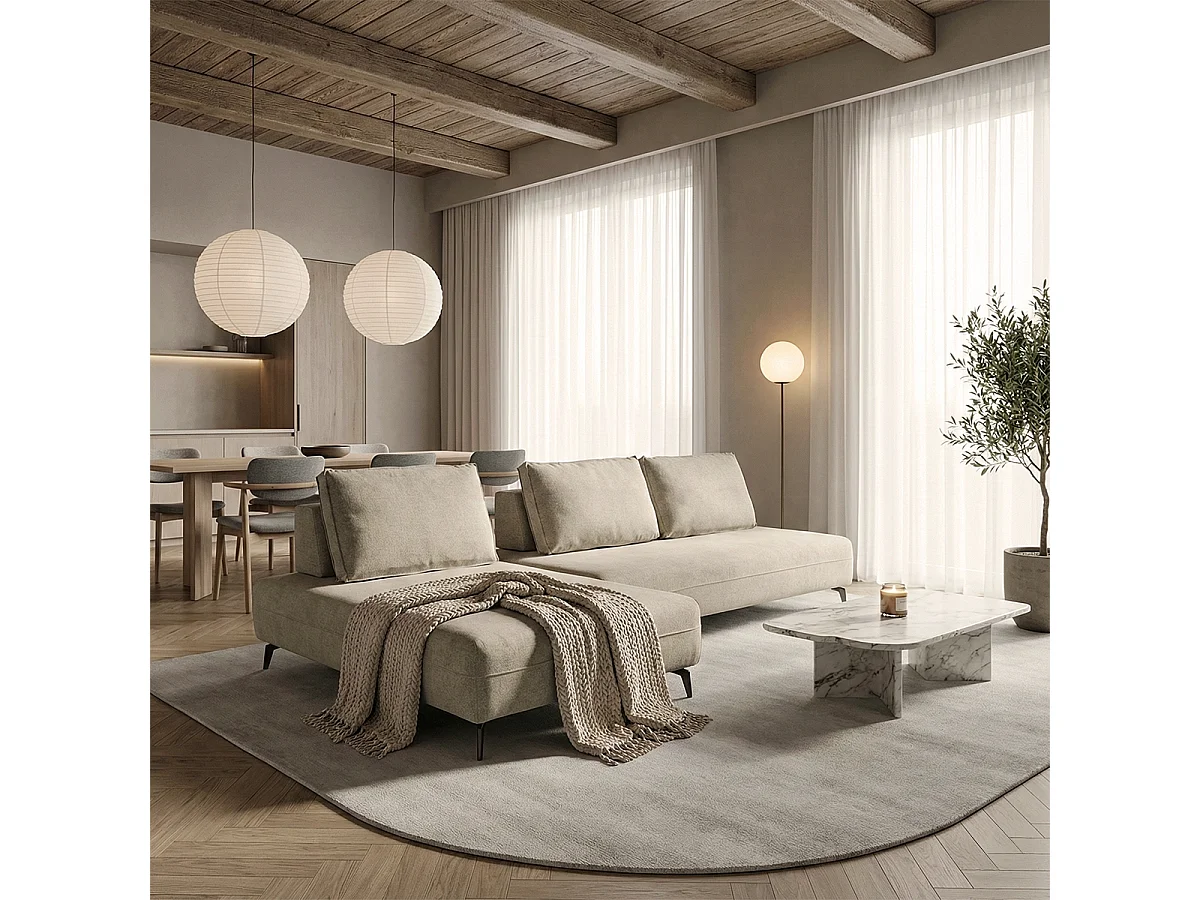 Sofá modular 3 plazas desenfundable repelente al agua Campiglio B - Beige