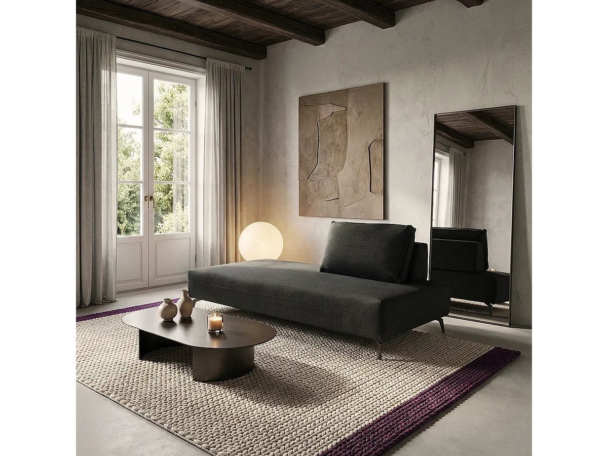 Sofá modular chaise longue con cojín extraíble Campiglio E200 - Negro