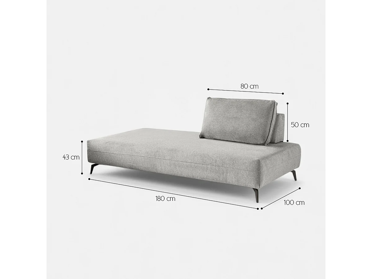 Sofá modular con chaise longue y cojín Made in Italy Campiglio E180 - Gris pardo