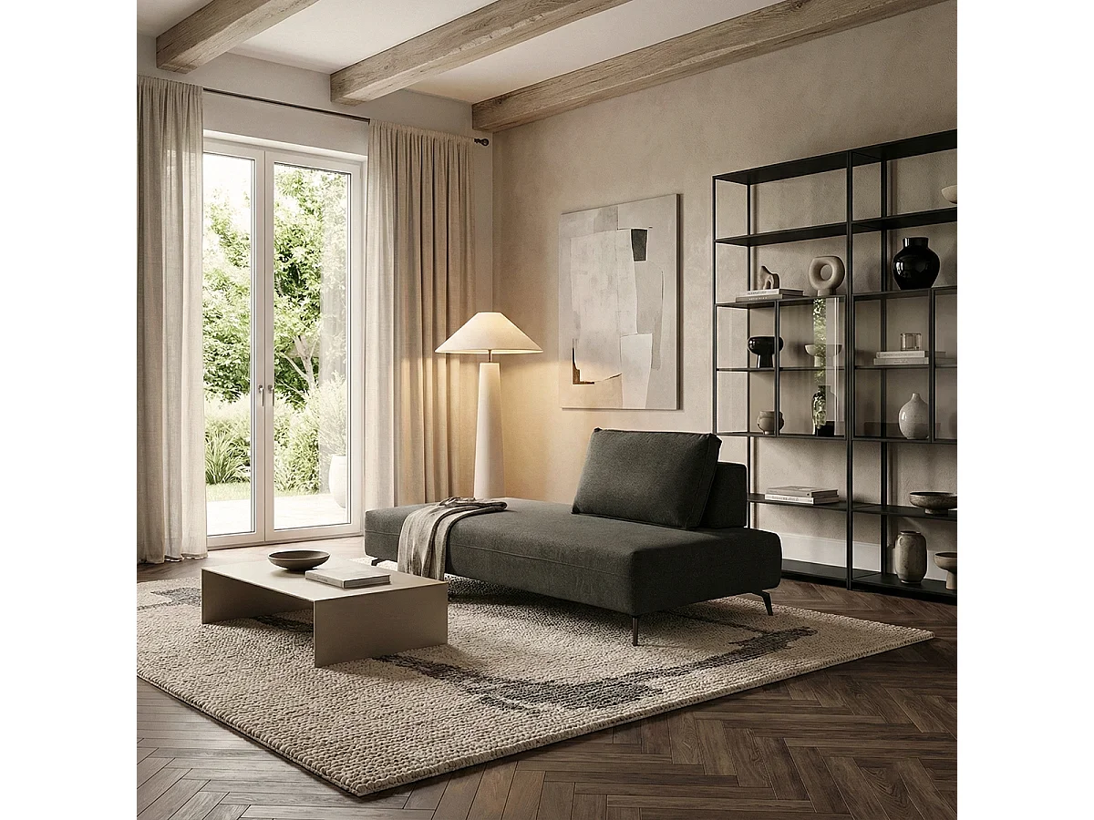 Sofá modular con chaise longue y cojín Made in Italy Campiglio E180 - Gris Oscuro