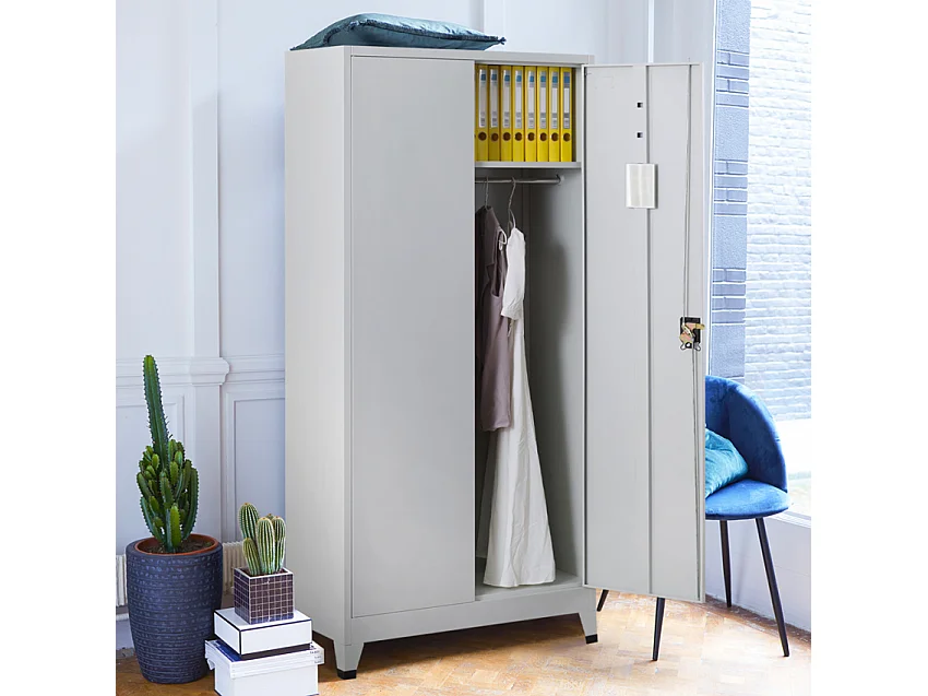 Armario para documentos de oficina con 2 puertas metálicas 90x40 H180 con cerradura Vesuvio Light