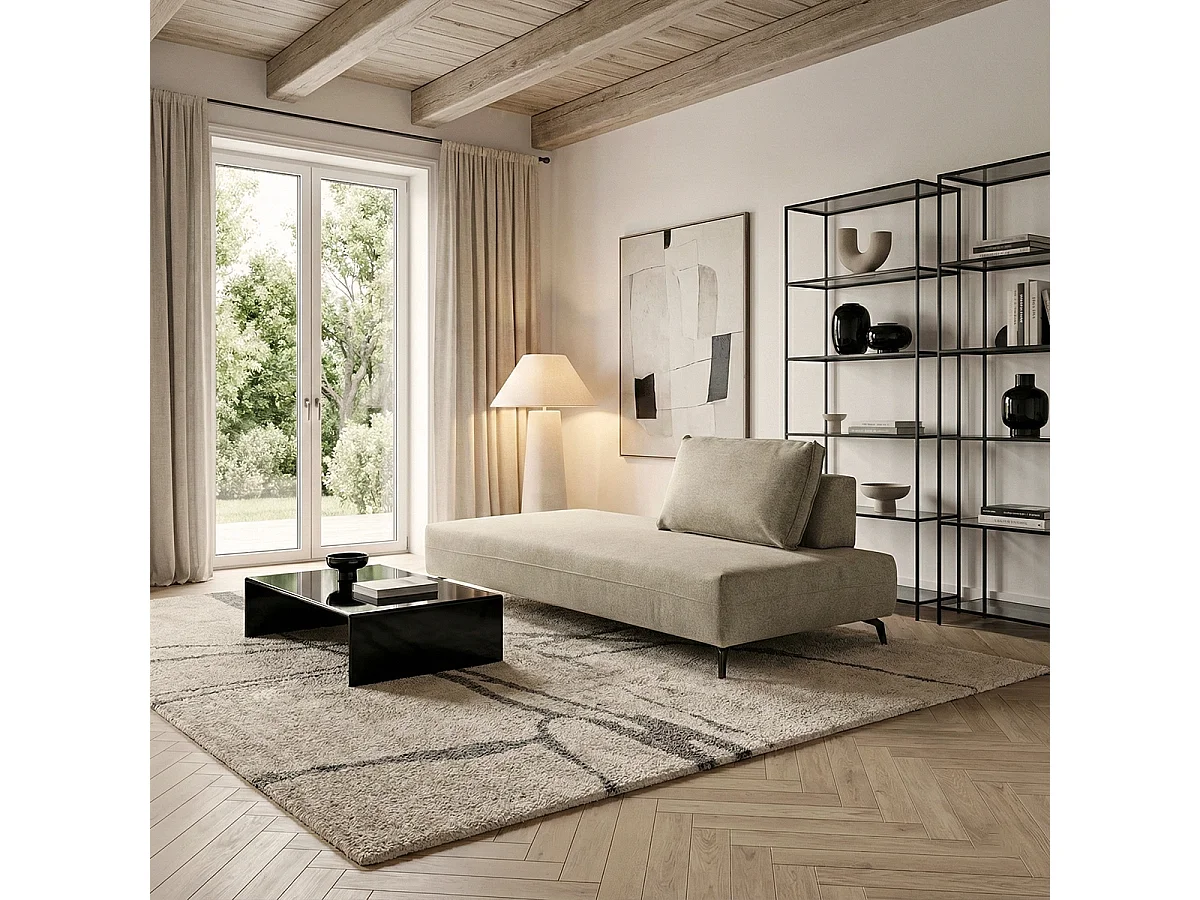 Sofá modular con chaise longue y cojín Made in Italy Campiglio E180 - Beige