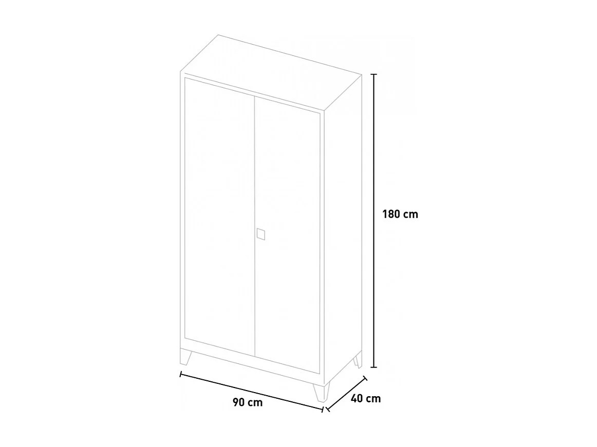 Armario de oficina 2 puertas 90x40 H180 en metal con portadocumentos con cerradura Vesuvio