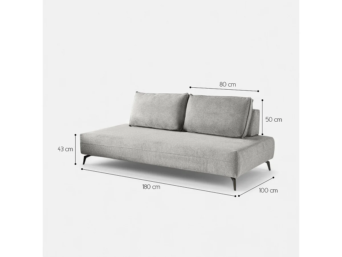 Sofá modular de 2 plazas con cojines diseño Made in Italy Campiglio D180 - Silver