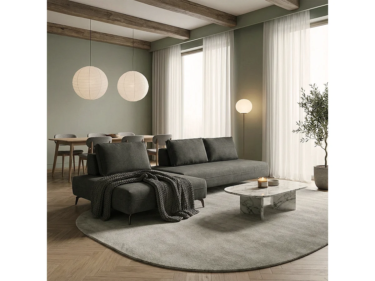 Sofá modular 3 plazas desenfundable repelente al agua Campiglio B - Gris Oscuro